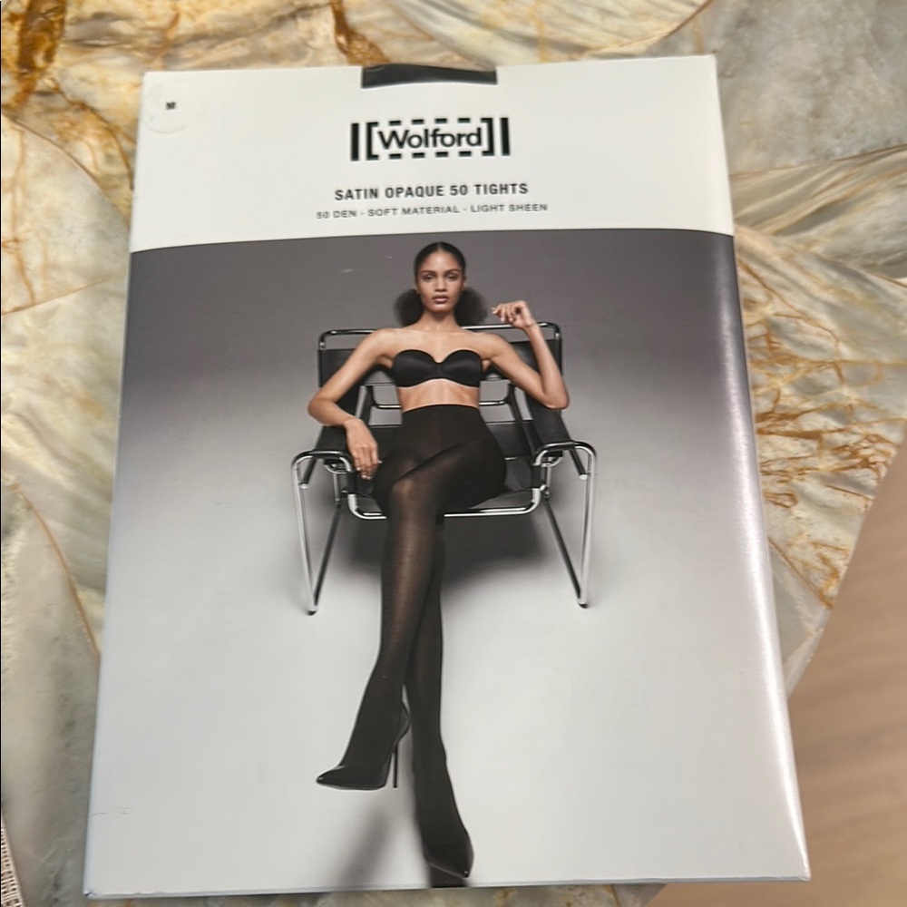 Wolford nearly Black Hosiery satin opaque 50 Den size M unopened